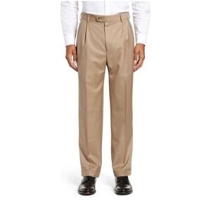 Zanella Straight Leg Dress Pants Pleated Front Tan Men's‎ Sz 34 Made In Italy